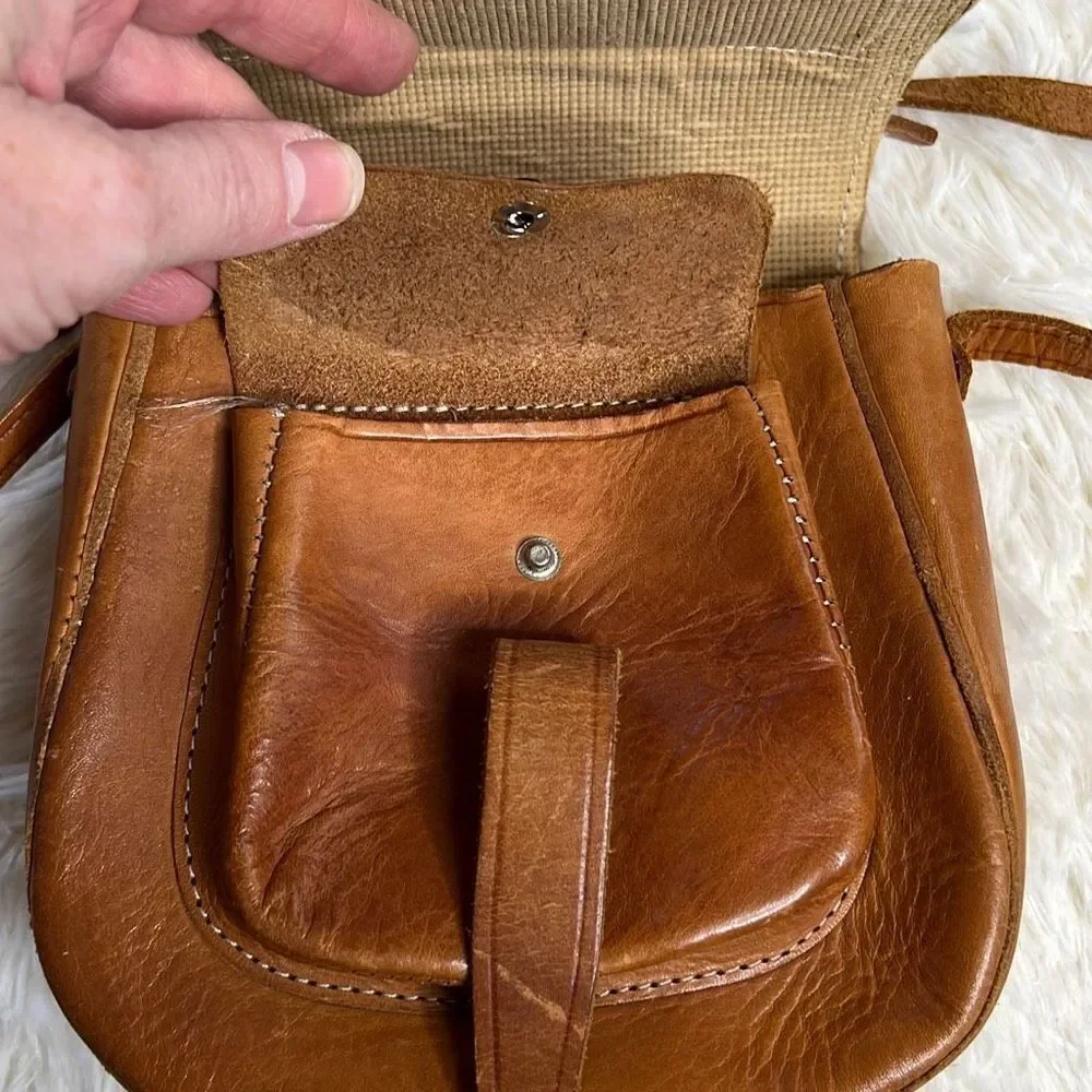 Vintage Women's Brown Boho Leather Western Sling Crossbody Bag